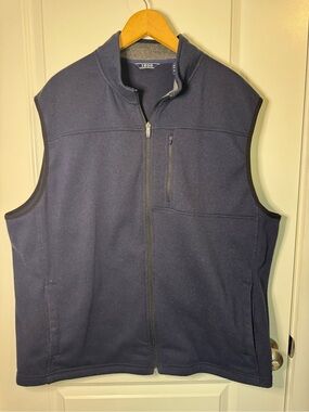 Izod Navy Zip-Up Fleece Vest with Chest Pocket